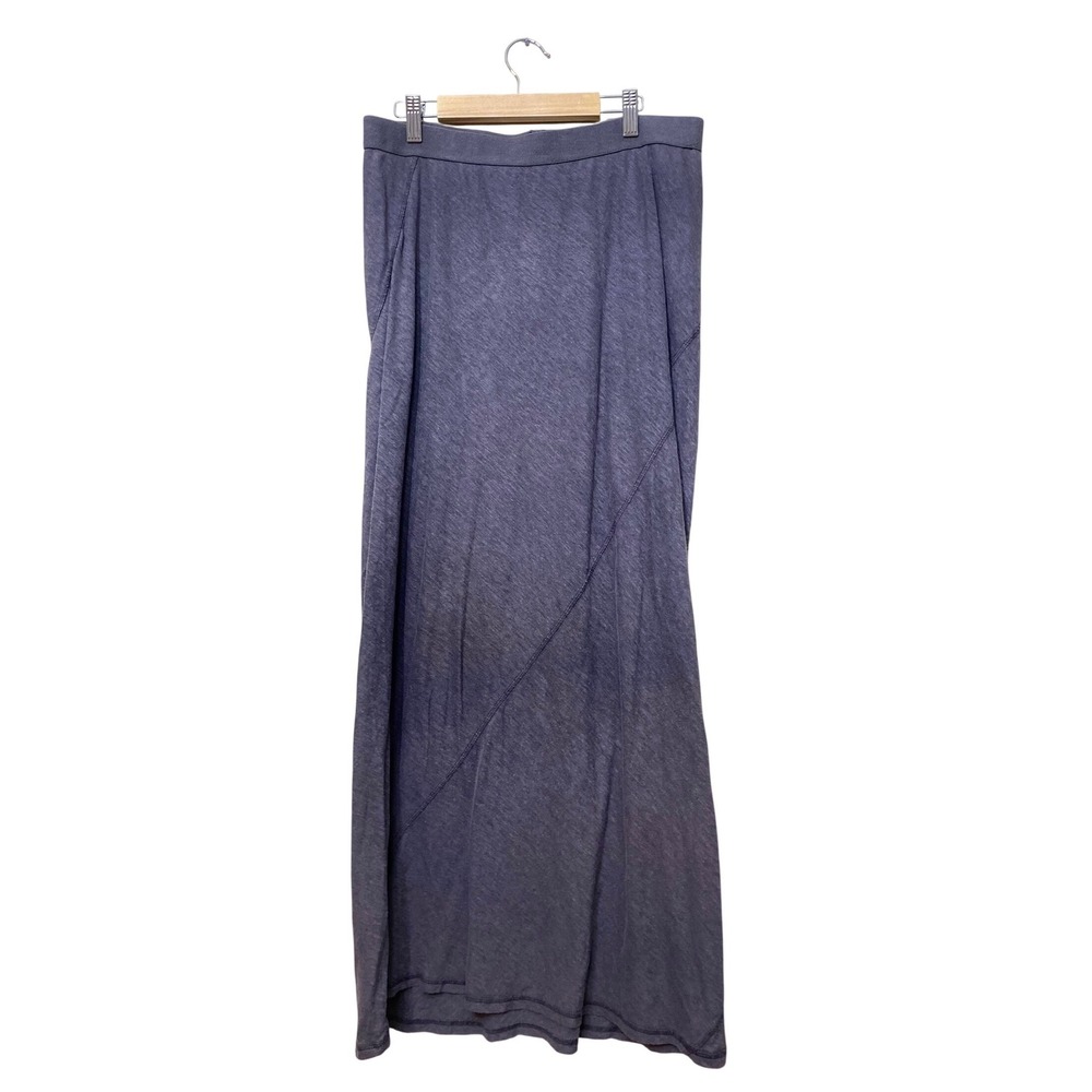 Eileen Fisher Womens Grey Heathered Jersey Knit Diagonal Seam Maxi Skirt Small